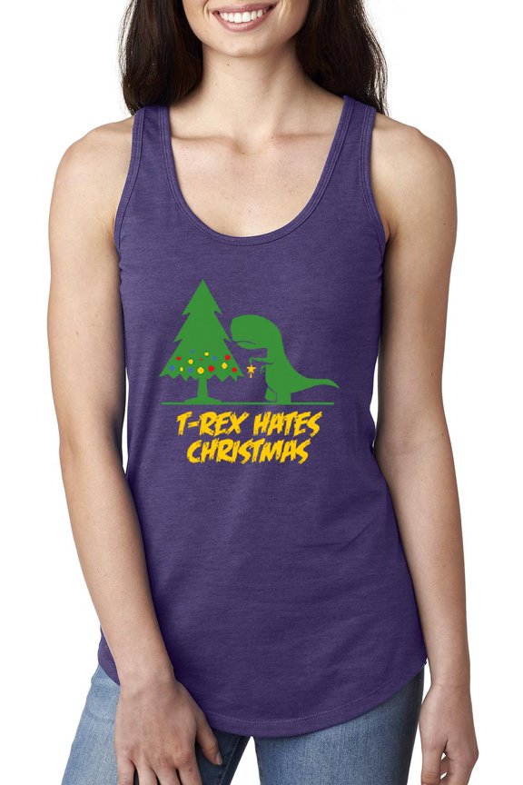 MmF - Women's Racerback Tank Top - XMAS DINOSAUR
