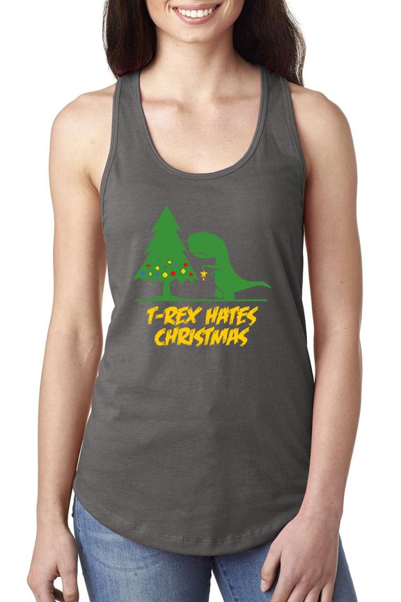 MmF - Women's Racerback Tank Top - XMAS DINOSAUR