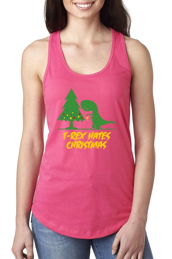 MmF - Women's Racerback Tank Top - XMAS DINOSAUR