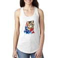 thumbnail image 1 of MmF - Women's Racerback Tank Top, up to Women Size 2XL - American Flag 4th of July Kitty, 1 of 5