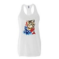 thumbnail image 1 of MmF - Women's Racerback Tank Top, up to Women Size 2XL - American Flag 4th of July Kitty, 1 of 2