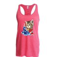 thumbnail image 1 of MmF - Women's Racerback Tank Top, up to Women Size 2XL - American Flag 4th of July Kitty, 1 of 2