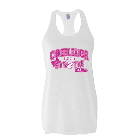 MmF - Women's Racerback Tank Top, up to Women Size 2XL - Cheerleader Bow 2 Toe