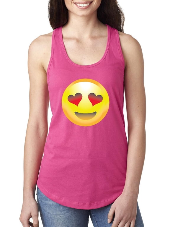 MmF - Women's Racerback Tank Top, up to Women Size 2XL - Emoji Heart-Shaped Eyes