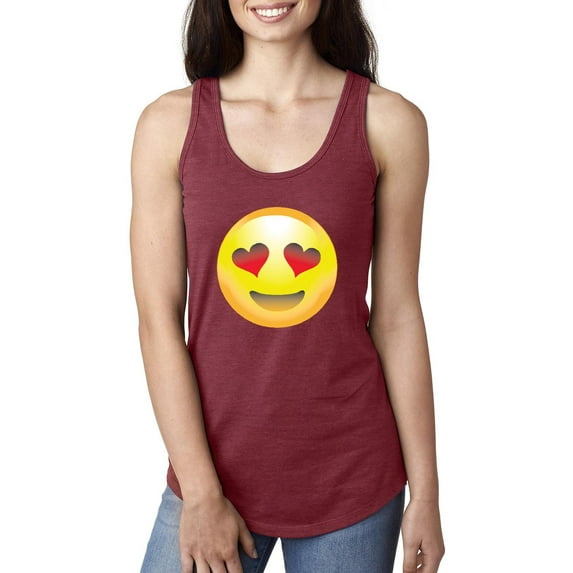 MmF - Women's Racerback Tank Top, up to Women Size 2XL - Emoji Heart-Shaped Eyes