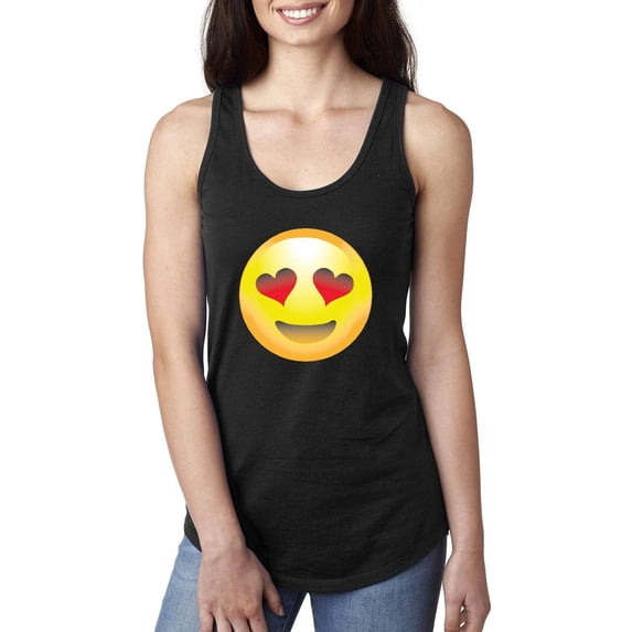 MmF - Women's Racerback Tank Top, up to Women Size 2XL - Emoji Heart-Shaped Eyes
