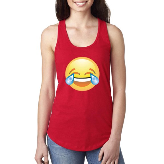 MmF - Women's Racerback Tank Top, up to Women Size 2XL - Emoji Laughing Tears