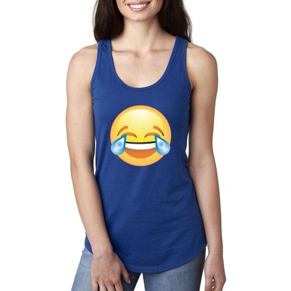 MmF - Women's Racerback Tank Top, up to Women Size 2XL - Emoji Laughing Tears