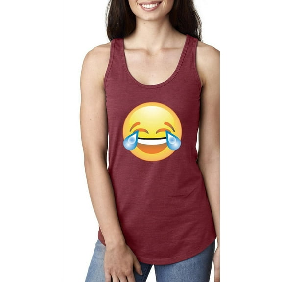 MmF - Women's Racerback Tank Top, up to Women Size 2XL - Emoji Laughing Tears
