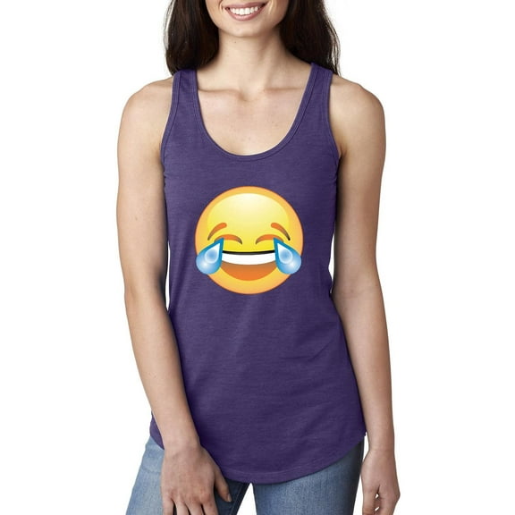 MmF - Women's Racerback Tank Top, up to Women Size 2XL - Emoji Laughing Tears