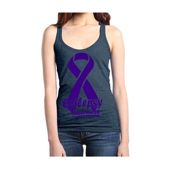 MmF - Women's Racerback Tank Top, up to Women Size 2XL - Epilepsy Ribbon