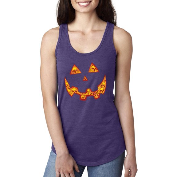 MmF - Women's Racerback Tank Top, up to Women Size 2XL - Halloween Costume Pumpkin Face