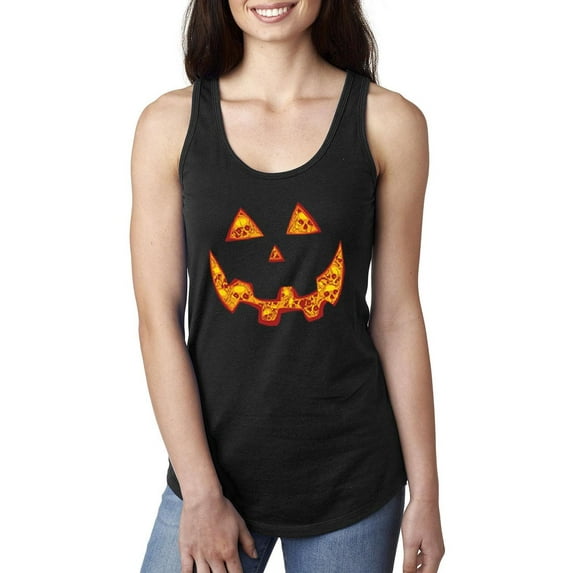 MmF - Women's Racerback Tank Top, up to Women Size 2XL - Halloween Costume Pumpkin Face