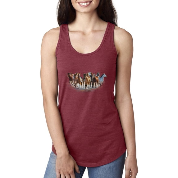 MmF - Women's Racerback Tank Top, up to Women Size 2XL - Horses Herd