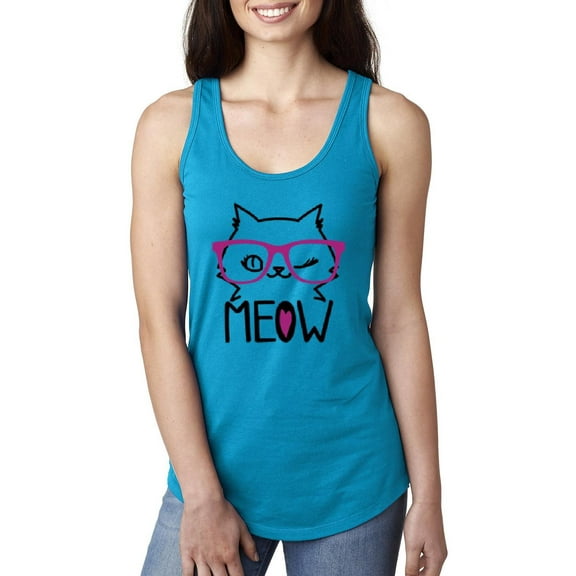 MmF - Women's Racerback Tank Top, up to Women Size 2XL - Meow Cute Cat Kitty