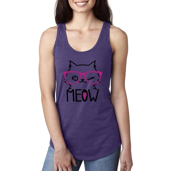 MmF - Women's Racerback Tank Top, up to Women Size 2XL - Meow Cute Cat Kitty