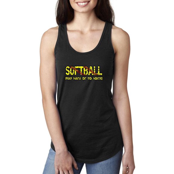 MmF - Women's Racerback Tank Top, up to Women Size 2XL - Softball Play Hard or Go Home