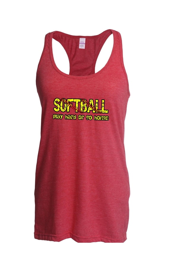 MmF - Women's Racerback Tank Top, up to Women Size 2XL - Softball Play Hard or Go Home