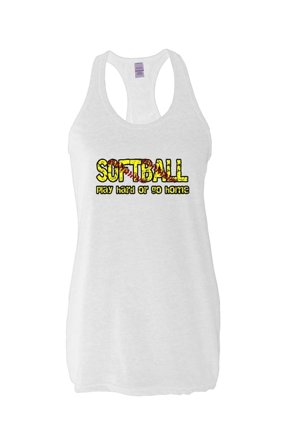 MmF - Women's Racerback Tank Top, up to Women Size 2XL - Softball Play Hard or Go Home