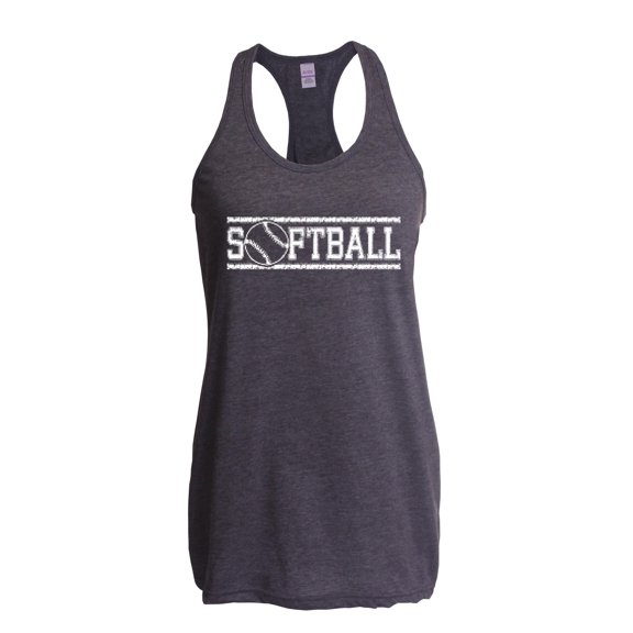 MmF - Women's Racerback Tank Top, up to Women Size 2XL - Softball with Ball