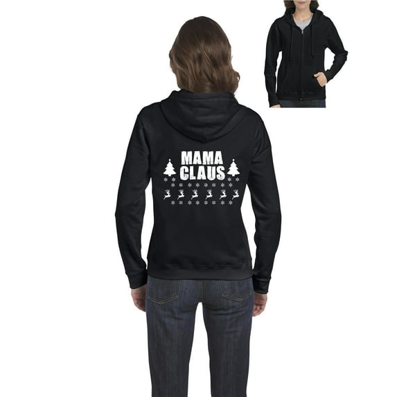 MmF - Women's Sweatshirt Full-Zip Pullover - Christmas Mama Claus