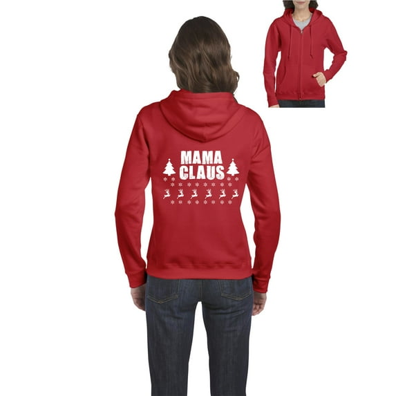 MmF - Women's Sweatshirt Full-Zip Pullover - Christmas Mama Claus