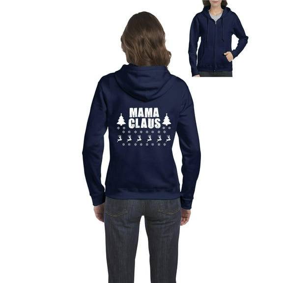 MmF - Women's Sweatshirt Full-Zip Pullover - Christmas Mama Claus