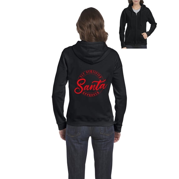 MmF - Women's Sweatshirt Full-Zip Pullover - ELF CERTIFIED SANTA APPROVED XMAS