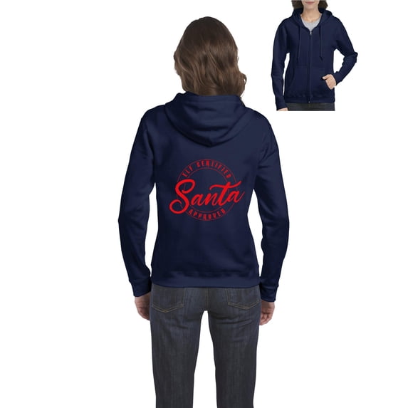 MmF - Women's Sweatshirt Full-Zip Pullover - ELF CERTIFIED SANTA APPROVED XMAS