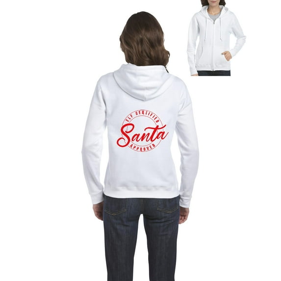 MmF - Women's Sweatshirt Full-Zip Pullover - ELF CERTIFIED SANTA APPROVED XMAS