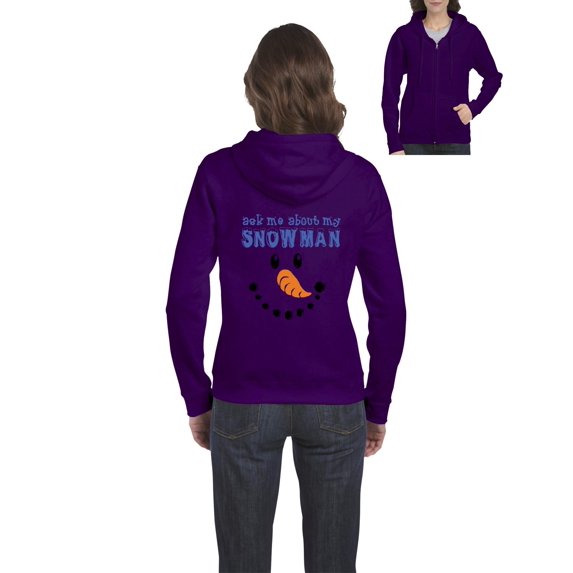 MmF - Women's Sweatshirt Full-Zip Pullover - MY XMAS SNOWMAN FLIP UP