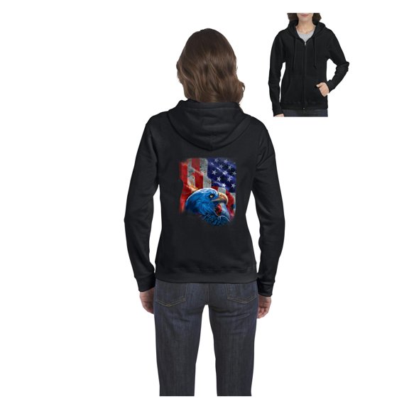 MmF - Women's Sweatshirt Full-Zip Pullover, up to Women Size 3XL - American Flag 4th of July