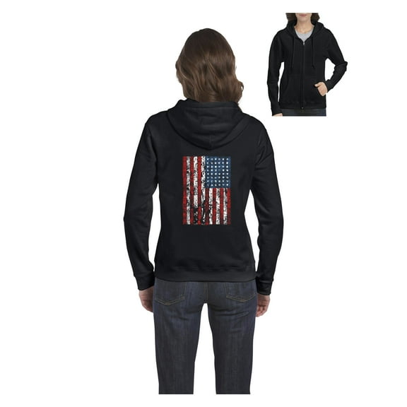 MmF - Women's Sweatshirt Full-Zip Pullover, up to Women Size 3XL - American Flag 4th of July