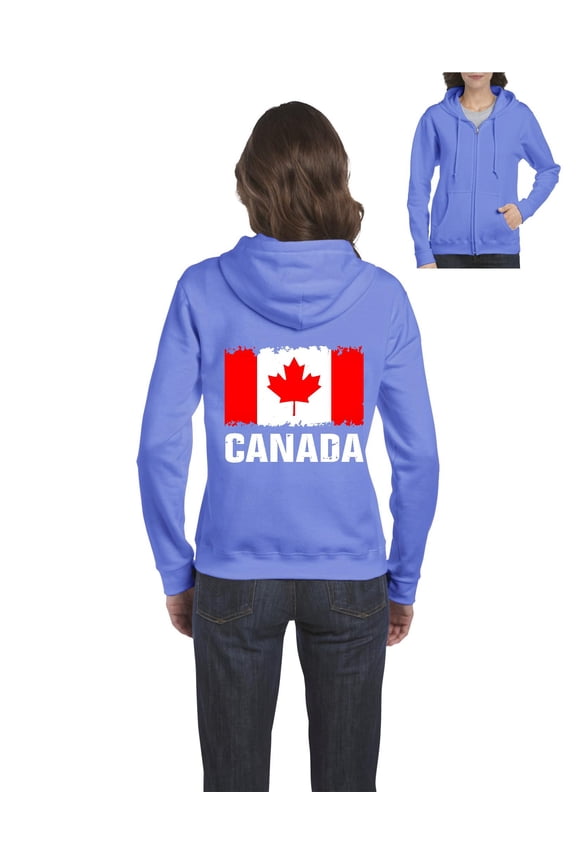 MmF - Women's Sweatshirt Full-Zip Pullover, up to Women Size 3XL - Canada Flag