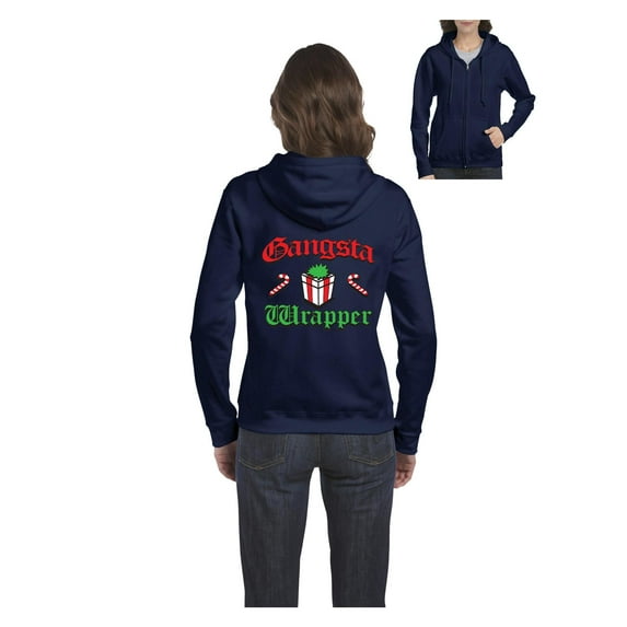 MmF - Women's Sweatshirt Full-Zip Pullover, up to Women Size 3XL - Christmas Wrapper
