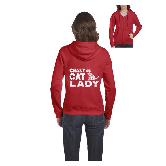 MmF - Women's Sweatshirt Full-Zip Pullover, up to Women Size 3XL - Crazy Cat Lady