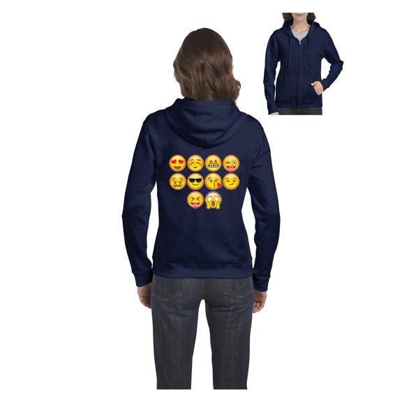 MmF - Women's Sweatshirt Full-Zip Pullover, up to Women Size 3XL - Emoji Entourage