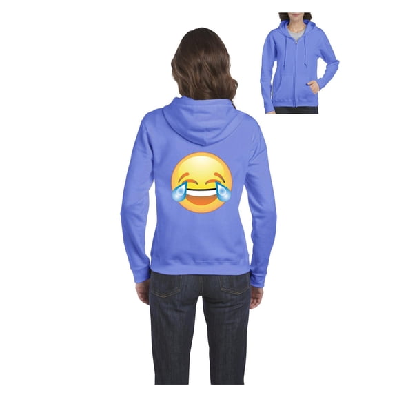 MmF - Women's Sweatshirt Full-Zip Pullover, up to Women Size 3XL - Emoji Laughing Tears