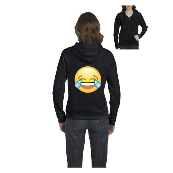 MmF - Women's Sweatshirt Full-Zip Pullover, up to Women Size 3XL - Emoji Laughing Tears