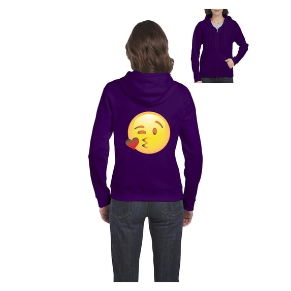 MmF - Women's Sweatshirt Full-Zip Pullover, up to Women Size 3XL - Emoji Winky Face