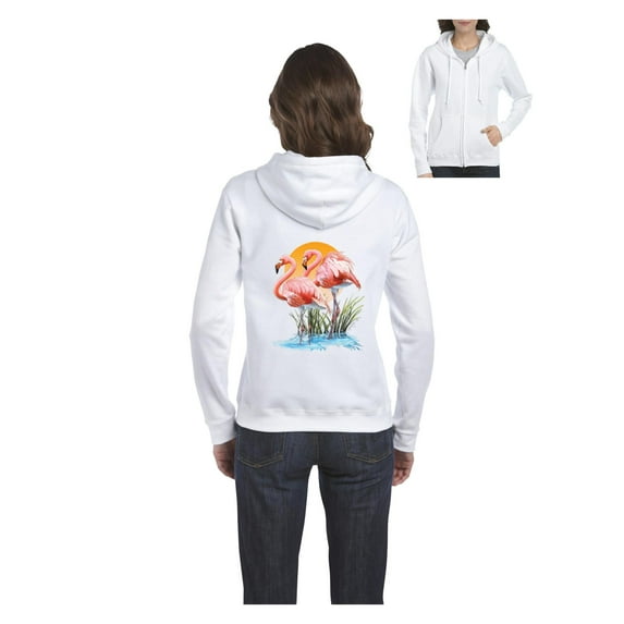 MmF - Women's Sweatshirt Full-Zip Pullover, up to Women Size 3XL - Flamingo
