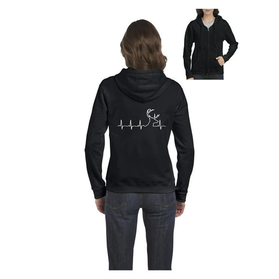 MmF - Women's Sweatshirt Full-Zip Pullover, up to Women Size 3XL - Heartbeat Hunting