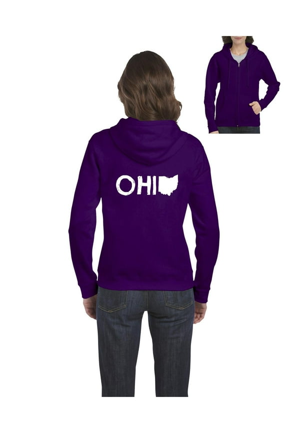 MmF - Women's Sweatshirt Full-Zip Pullover, up to Women Size 3XL - Ohio Map