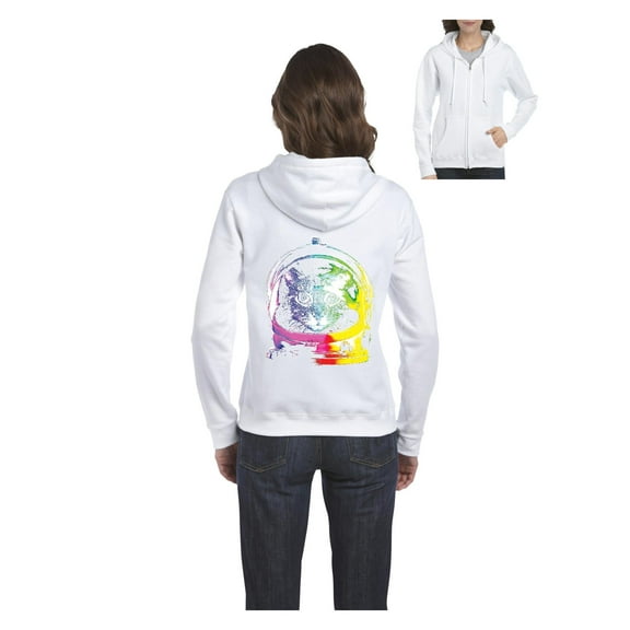 MmF - Women's Sweatshirt Full-Zip Pullover, up to Women Size 3XL - Space Cat