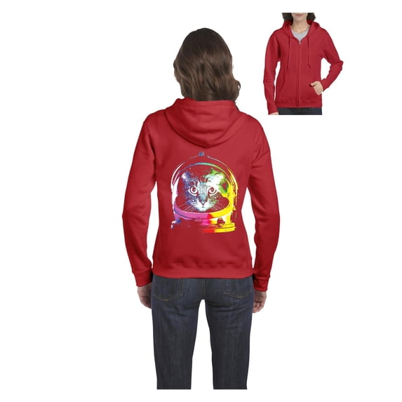 MmF - Women's Sweatshirt Full-Zip Pullover, up to Women Size 3XL - Space Cat