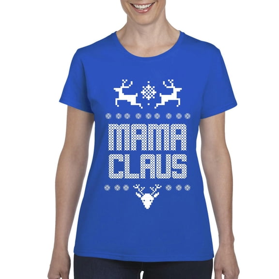 MmF - Women's T-Shirt Short Sleeve - Christmas Mama Claus Deers