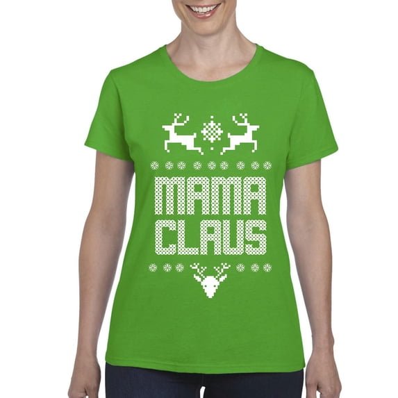MmF - Women's T-Shirt Short Sleeve - Christmas Mama Claus Deers