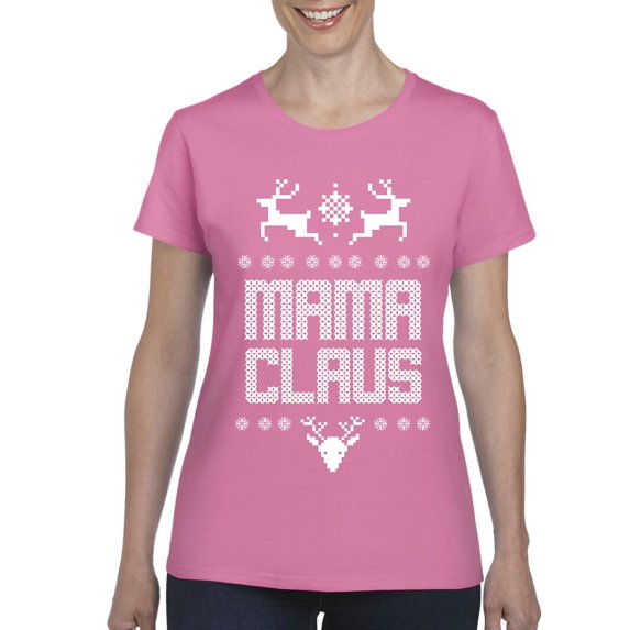 MmF - Women's T-Shirt Short Sleeve - Christmas Mama Claus Deers