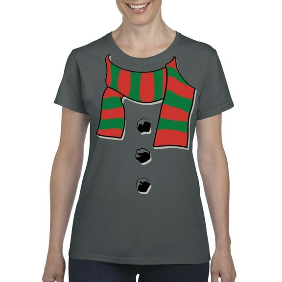 MmF - Women's T-Shirt Short Sleeve - Christmas Snowman Scarf