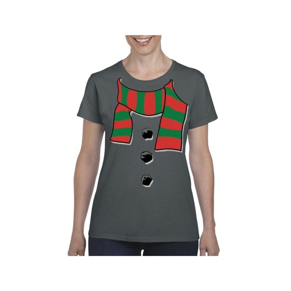 Women's T-Shirt Short Sleeve - Christmas Snowman Scarf